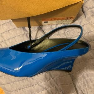 Zara leather wedge sling back shoes